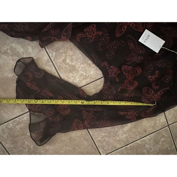 NWT Misa Los Angeles M Maxi Butterfly One Sleeve Dress Ruffle - Picture 10 of 11